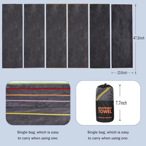 Dofilachy 6 Pack Camping Towel - Camping Towels Quick Dry Towel Microfiber Travel Sports Towel for Camp Bath Beach Swim, Large 24” x 48” - color: Black-6