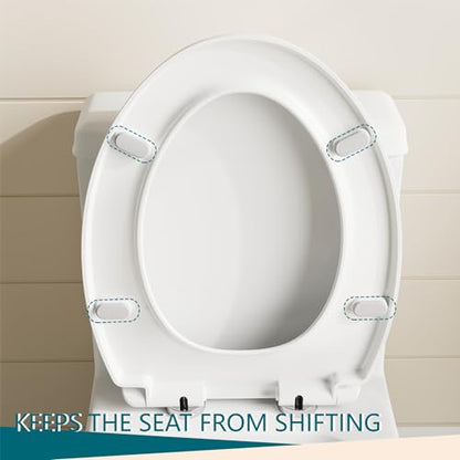 Round Toilet Seat with Soft Close, Quick Release and Quick Attach Design, Plastic Toilet Seat with Non-Slip Bumpers, Never Loosens and Easy to Install and Clean, Fits Most Round Toilets - color: Standard (Locking), size: Round (17″)