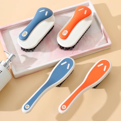 Soft Bristle Scrub Cleaning Brush Stain Remover Brush Fabric Cleaning Brush Laundry Brush Small Scrub Brush Cleaner Household Cleaning Brushes for Carpet, Clothes, Bathroom,Sneaker-2 Pack (Blue) - color: Blue
