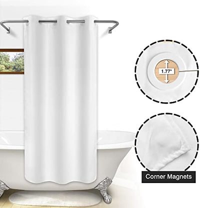 River Dream No Hook Stall Shower Curtain Microfiber Fabric - Soft 42" Width Shower Stall Curtain Hotel Grade, Waterproof & Machine Washable, White, 42x74 - color: White, size: 42"W x 74"L (Pack of 1)