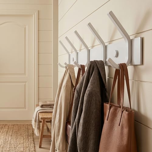 WEBI Coat Rack Wall Mount,Coat Hooks Wall Mounted,Coat Hanger Wall Hook Rack,5 Hooks for Hanging Coats,Hats,Jacket,Clothes,White - size: 5 Hooks
