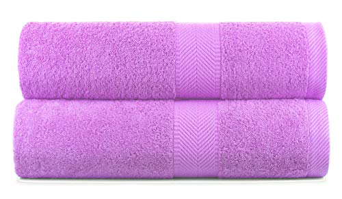 BY LORA 2-Pack Oversized Bath Sheets, Terry Cotton Hotel Large Towels, Lavender - color: Lavender, size: Bath Sheet 2-Pack
