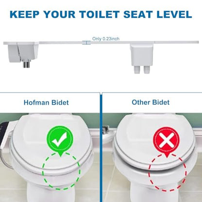 Ultra-Slim Dual Nozzle Bidet Attachment for Toilet – Non-Electric Self-Cleaning Sprayer – Adjustable Water Pressure – Brass Inlet – Feminine & Rear Wash – Easy Installation – Black/Grey - color: White Handle
