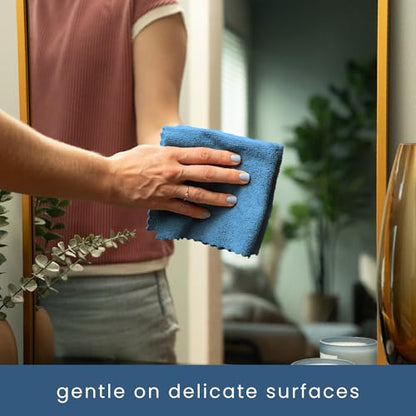 S&T INC. Microfiber Cleaning Cloth, 50 Pack, 11.8" x 11.8", Blue | Storage Box Included, Edgeless Cleaning Cloth for Home and Car, Reusable and Multi-Purpose Cleaning Rags, Machine Washable - color: Blue