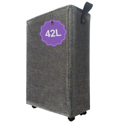 Slim Rolling Laundry Basket with Wheels, 42L Narrow Laundry Hamper with Mesh Drawstring Cover & Handles, Collapsible Dirty Clothes Bin for Small Spaces, Dorm, Apartment, Bathroom, Dark Grey - color: Dark Gary