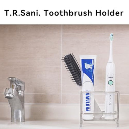 Stainless Steel Electric Toothbrush and Toothpaste Holder for Bathrooms | Toothbrush Holders for Countertop, Bathroom Accessories for Razor, Comb's Storage - Two Slots, Silver - size: Small