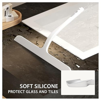 Shower Squeegee for Shower Glass, Bathroom Glass Cleaning Tool with Hook Mount, Squeegee for Glass Doors, Window Cleaning, Tile Shower Walls (White) - color: White