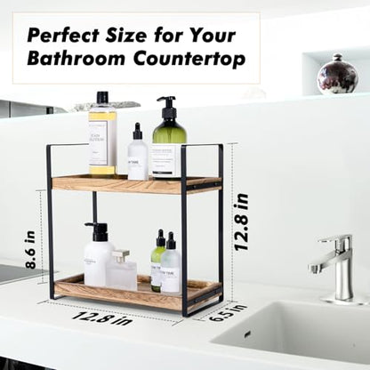 Giftacity Bathroom Counter Organizer and Storage - Kitchen Countertop Organizer for Bathroom Sink and Coffee Bar, 2-Tier Vanity Counter Tray Shelf for Restroom Decor