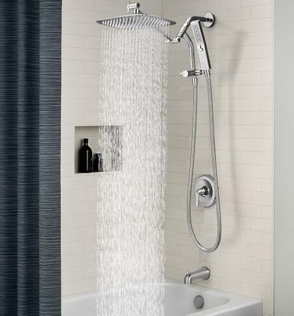 G-Promise 10 Inch All Metal Rain Shower Head with Handheld Spray (Chrome) | Suits Every Height, Pause Mode Diverter, Massage Mode Handheld, Full Body Coverage, Easy to Install, Modern Bath Upgrade - color: Chrome, size: 10 Inch