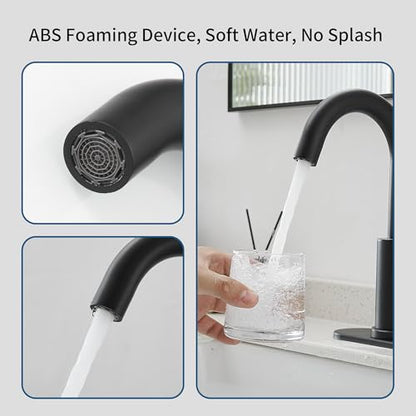 Black Bathroom Faucet 1 Hole,Wet Bar Sink Faucet with Pop-Up Drain,Stainless Steel Single Handle Small Kitchen Faucet with 4 in Deck Plate,360°Swivel Faucet for Farmhouse Vanity Sink Lavatory and RV - color: Black, style: Rotatable