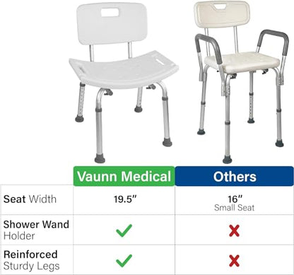 FSA/HSA Eligible, Vaunn Tool-Free Assembly Adjustable Shower Chair Spa Bathtub Seat Bench with Removable Back - style: Shower Chair