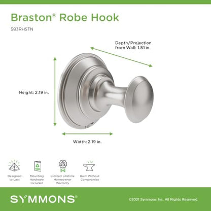 Symmons Braston Wall Mounted Robe and Towel Hook in Satin Nickel - color: Satin Nickel