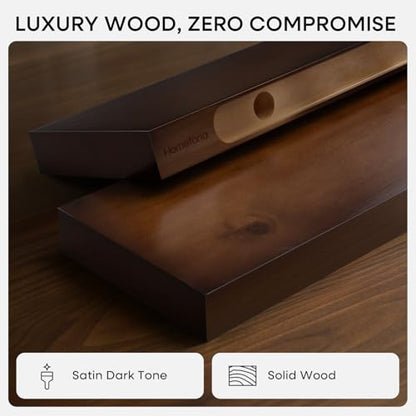 Walnut 20 inch Floating Shelf, High End Solid Real Wood 20inch Floating Shelves for Wall Mounted, Dark Brown 20 inches Long Floating Shelves, Heavy Duty Bracket, 20 X 6.5 X 1.75 in, Set of 2 - color: American Walnut - Satin Dark Tone, size: 20 inch