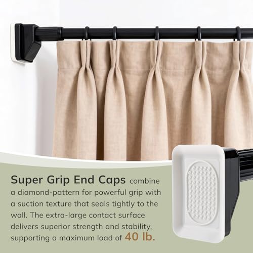 Umimile Extra Long Tension Curtain Rod 148-173 Inch, Heavy Duty No Drill | 40 LB , Super Grip Caps, Adjustable Outdoor Curtain Rod for Patio, Window, Bathroom, Never Rust 1.26'' Diameter, Black - size: 148-173”
