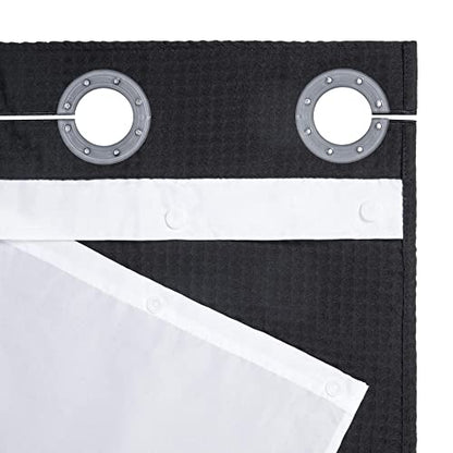 River Dream 36" W Stall Waffle Weave No Hook Shower Curtain with Snap-in Liner,Cotton Blend Fabric Shower Curtain for Bathroom,Black,36Wx74L - color: Black, size: 36"W x 74"L (Pack of 1)