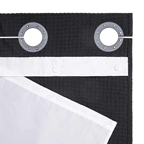 River Dream Black Waffle Weave Shower Curtain with Snap-in Liner,Cotton Blend Fabric Heavy Duty,No Hooks Needed Shower Curtain for Bathroom,Hotel Quality Shower Curtain Set,71 x 74 inches - color: Black, size: 71"W x 74"L (Pack of 1)