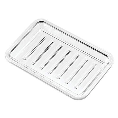 iDesign Royal Plastic Rectangular Soap Saver, Bar Holder Tray for Bathroom Counter, Shower, Kitchen, 3.5" x 5.25", Clear