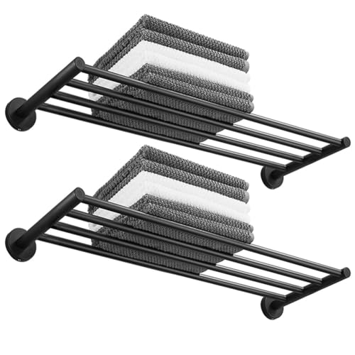 30 Inch Bathroom Towel Rack, Hotel Style Towel Racks for Bathroom Wall Mounted, Modern Towel Bar Rack, 2-Tier Towel Shelves, Black - color: Black, size: 30 Inches