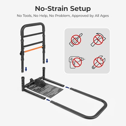 C1 Fold Bed Rails for Elderly Adults Safety - Bed Assist Rail with Adjustable Height, Tool-Free One-Hand Foldable Bed Rails for Seniors - size: C1F (Foldable NEW)