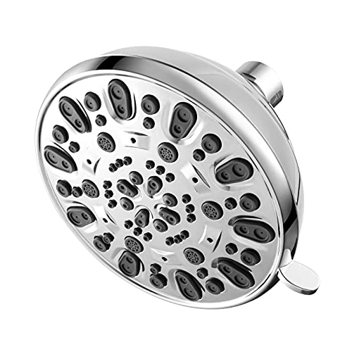 High Pressure Shower Head VMASSTONE 4.7" Rain Fixed Showerhead 7-Spray Setting with Adjustable Brass Swivel Ball Joint - Excellent Replacement for Your Bath Shower Head (FM-001 Chrome) - color: Chrome