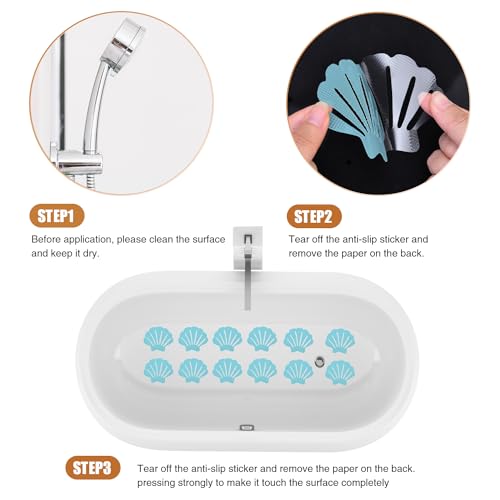 Secopad Original Bathtub Stickers Non-Slip, River-Mussel Safety Shower Treads Adhesive Appliques with Premium Scraper