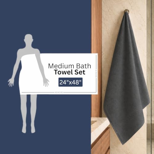 Bulk 18-Pack Bath Towels, 24x48, Commercial-Grade Spa Towel, Grey | Medium-Weight 100% Ring-Spun Cotton Bath Towels, Soft, Absorbent & Quick-Drying - color: Grey, size: 24" x 48" - 18 Pack