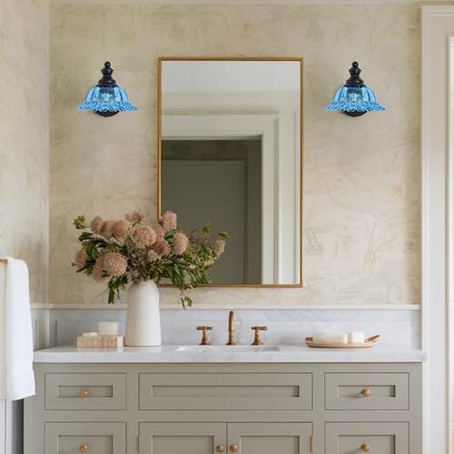 XIEDUN Vanity Light Black Wall Sconces Modern 1-Light Bathroom Sconces - color: Black and Blue, size: 1 Light