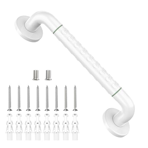 Grab Bars for Shower 14", YuanDe White Bath Grab Bar with Anti-Slip Grip and Safety Luminous Circles, Stainless Steel Bathroom Safety Handrail Support, Safety Bar Handle for Disabled Elderly Pregnant - size: 14inch-1 Pack