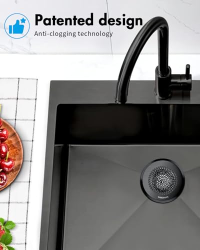 Kitchen Sink Drain Strainer,Patented Reversible Chain Mesh Basket,Black | Kitchen Sink Accessories,Easy Clean,Fast Drainage,304 Stainless Steel Rust-Proof,4.4" Large Capacity Food Catcher,Anti-Clog - color: Dark Strainer