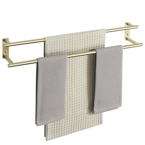 Alise 32 inch Double Towel Bar for Bathroom Wall Mounted, Brushed Gold | SUS304 Stainless Steel, Bathroom Towel Holder Towel Hanger, Towel Racks for Bathroom, Labatory, Tower Drying Rack Towel Rail - color: Brushed Gold, size: 32inch
