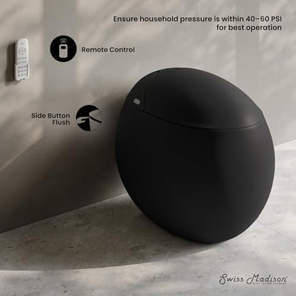 Swiss Madison Plaisir Smart One-Piece 1.28 GPF Single Flush Toilet in Matte Black - color: Black
