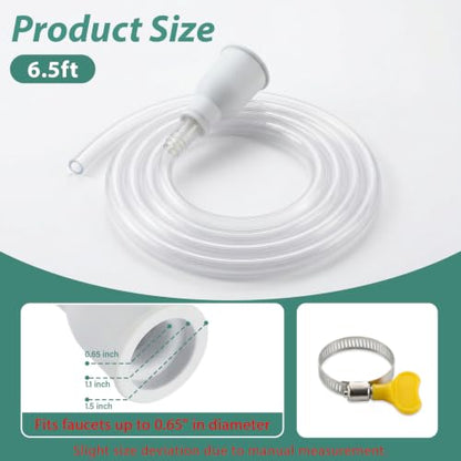 6.5 FT Faucet Hose Adapter for Sink, Transparent PVC Tube with Adjustable Faucet Connector and Hose Clamp Portable Water Transfer Accessories for Sink, Bucket, Garden, Pet Bathing - size: 6.5 FT-Clear