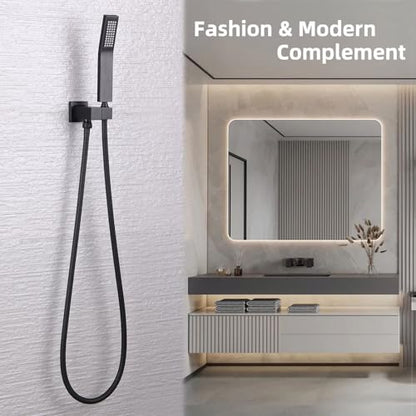 Angle Simple Wall Union with Hand Shower Holder, Male 1/2" IPS, Matte Black | Brass Wall Mount Supply Elbow with Adjustable Shower Wand Bracket, Shower Elbow with Male Water Outlet, Hose Connector - color: Matte Black