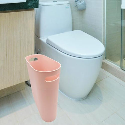 ROYFACC Small Trash Can Plastic Bathroom Wastebasket 3.2 Gallon Slim Garbage Container Bin with Handle for Home Kitchen Bathroom Bedroom Office, 2 Pack, Pink - color: Pink