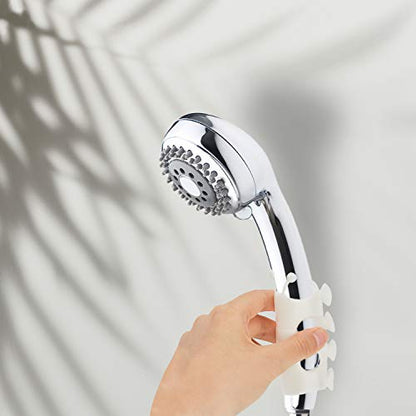 Riakrum 4 Pieces Silicone Shower Head Holder Universal Relocatable Silicone Shower Bracket Non Drilling Movable Fixed Seat Handheld Accessories