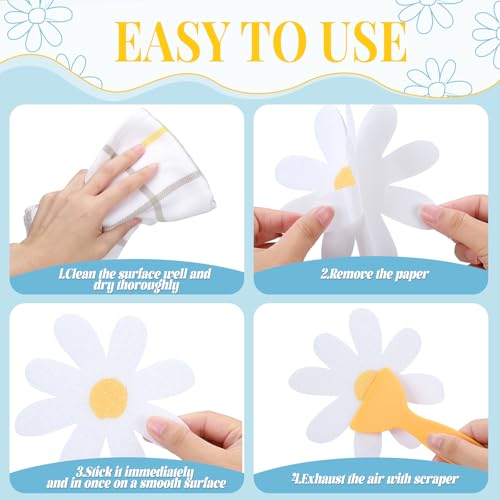 24 Pcs Non Slip Bathtub Stickers, Flower, White | Anti Slip Grip for Shower Floor, Self Adhesive Treads with Scraper Tool, Daisy Appliques Decals for Bathroom Safety - color: White, style: Flower