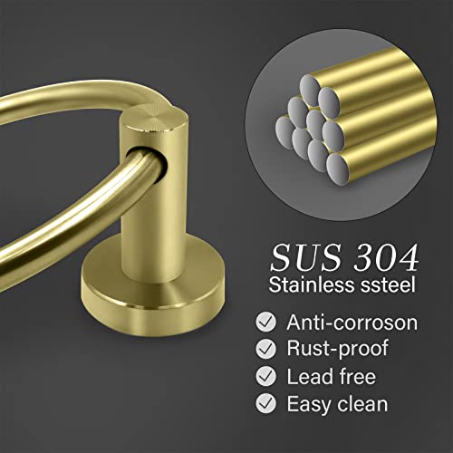 Stainless Steel Gold Towel Ring Hand Towel Holder for Wall Mounted Bathroom Towel Rack holder simple Round Towel Hanger (Brushed Gold) - color: Gold Towel Ring