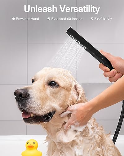 Shower Faucet Set with Handheld Spray, Matte Black | 12" Ceiling Mount SUS304 Rainfall Shower Head System, 6" Side Head, 3-Function Thermostatic Valve Trim Kit, All Metal - color: Matte Black
