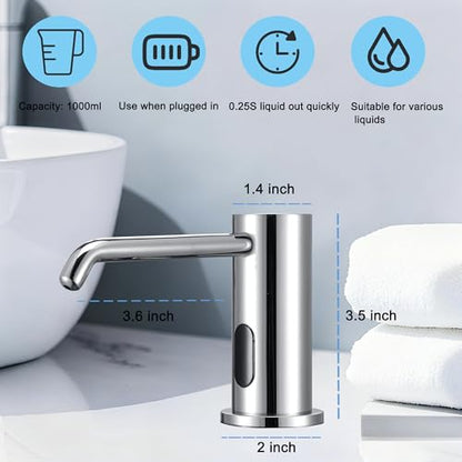 Touchless Automatic Soap Dispenser Sensor Built-in Sink Soap Dispenser | Electric Soap Pump Suitable For Home And Commercial Use Large Capacity 33.81oz Liquid Dispensing Accessory, Chrome - color: Liquid-chrome