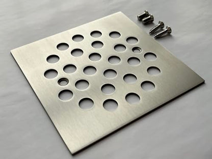 4-1/4 Inch Screw-in Square Floor Drain Cover Replacement Shower Grates with Screws (Brushed Nickel) - color: Brushed Nickel