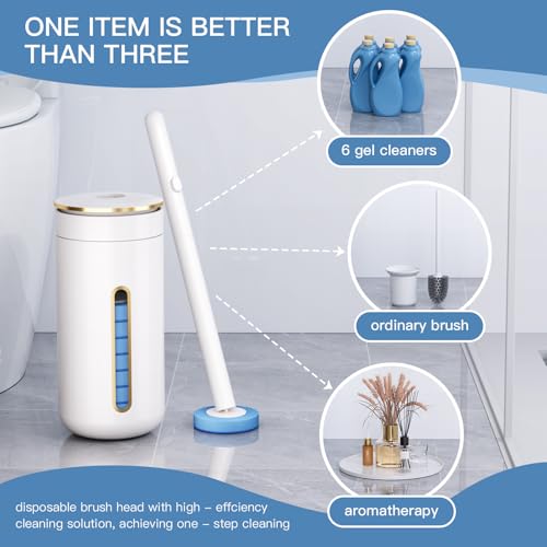 64 Count Disposable Toilet Brush Heads (8 Bags of 8), Toilet Bowl Wand Refills for Bathroom Cleaning, Heavy-Duty Scrubbing Pads, Not for Electric Toilet Brushes - color: Blue-64
