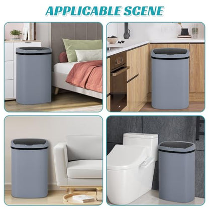 Dkeli 13 Gallon Trash Can Automatic Kitchen Trash Can 50 Liter Touch Free Garbage Can with Lid Brushed Waste Bin for Home Office Bedroom Bathroom, Gray - color: Gray, size: 15 x 10 x 24 inches