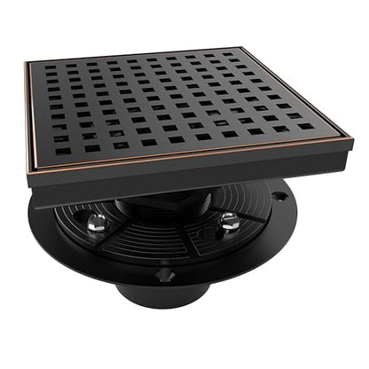 6 Inch Square Shower Drain Bronze Floor Drain with Flange Square Holes Pattern Cover Grate Removable SUS304 Stainless Steel Watermark&CUPC Certified Oil Rubbed Bronze - color: Oil Rubbed Bronze, size: 6 Inch