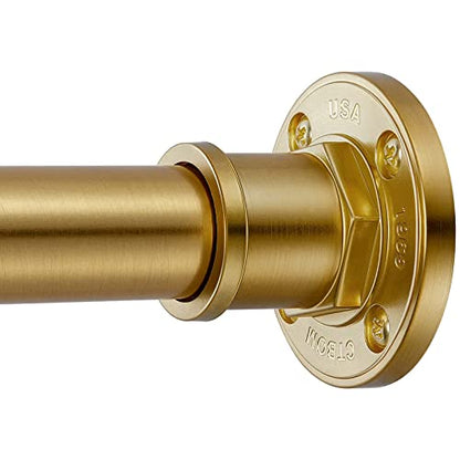 Industrial Shower Curtain Rod - 2-in-1 Design Tension Curtain Rod - Never Rust Non-Slip 43 to 72 Inch Metal Steel, Gold Window Curtain Rod - color: Gold, size: 43-72 Inches
