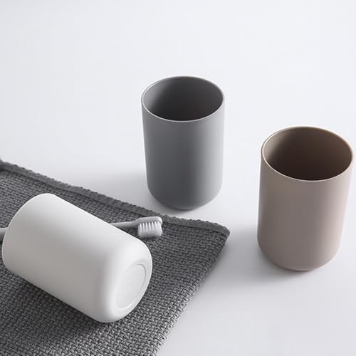 Bathroom Plastic Toothbrush Cup, Tumbler for Home Bathroom Toothbrush Holder, Unbreakable Dishwasher Safe, Reusable and Sturdy Drinking Cup, 11 OZ (Grey & Grey)