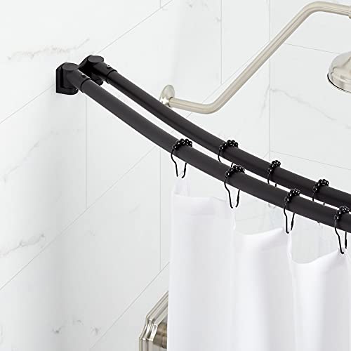 Signature Hardware 466777 60" Curved Brass Shower Rod Brushed Nickel - color: Brushed Nickel
