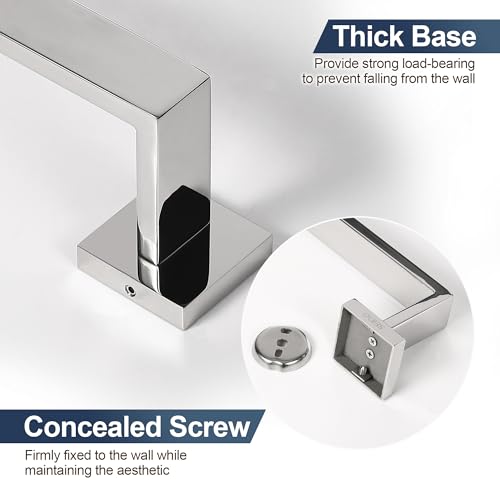 SEIDO 16 Inch Polished Chrome Towel Bar, Heavy Duty & Rust-Proof 304 Stainless Steel Bath Towel Holder, Modern Square Wall Mounted Towel Rack for Bathroom, Kitchen, RV - color: Polished Chrome, size: 16 Inch