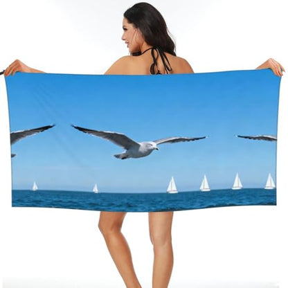 Flying Seagulls Quick Dry Bath Towels - Super Soft Bath Towels for Home, Spa, Gym, Travel - color: Flying Seagulls, size: 27.5"x55"