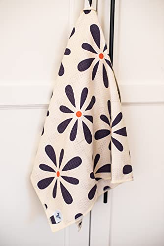 Kitchen Towels, Dish Towels for Kitchen, 2 Pc Kitchen Towel Set | Microfiber Waffle Towels, 16 x 26 inches, with Hanging Loops, Reusable Tea Towels, Cute Kitchen Towels - 2 Pack - color: Poppy