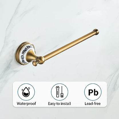 Hand Towel Bar for Bathroom Antique Bronze Brass, Rustproof Wall Mounted Towel Rack Hanger Bathroom Hardware Accessories Towel Holder,Porcelain Design - color: Towel Holder